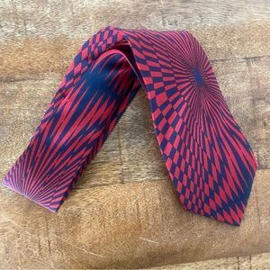 Vintage 1990’s Navy and red Op Art modern neck tie
